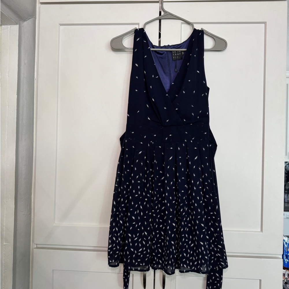 Traffic Navy Dress with White Accents
